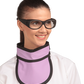 Side frontal view of a model wearing thick black-framed fit over radiation protection eyewear.